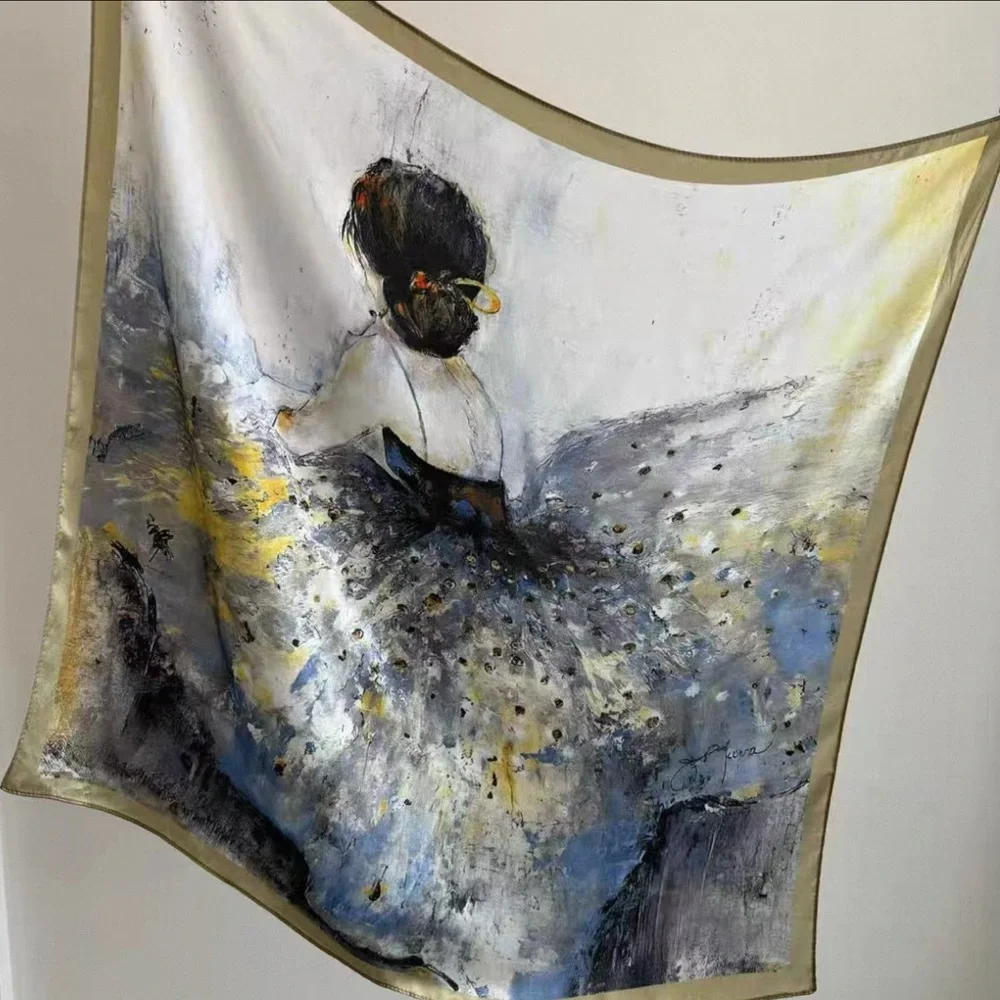 100% silk scarf square bandana ballerina - Picture 1 of 4